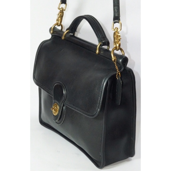 Coach Crossbody Handbag Vintage Black Leather - Picture 3 of 8